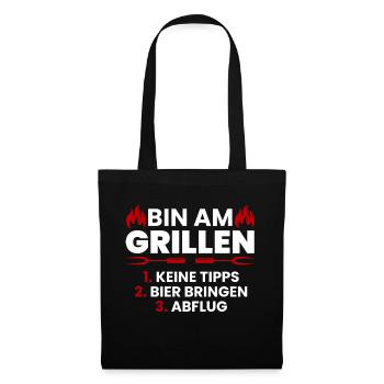 Bin am Grillen! - Stoffbeutel - Schwarz - Vorne