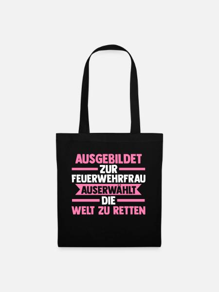 Feuerwehr Feuerwehrfrau - Stoffbeutel - Schwarz