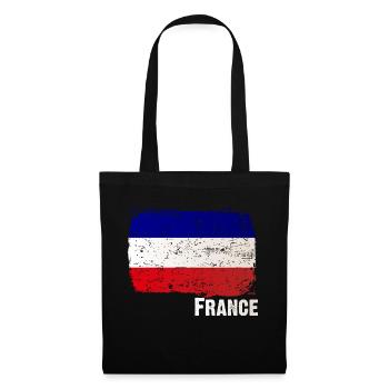 France Frankreich - Stoffbeutel - Schwarz - Vorne