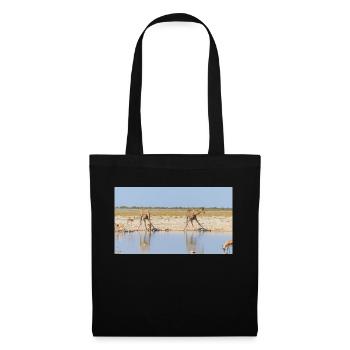 Landscape at the Cubango river with giraffe - Tote Bag - black - Front