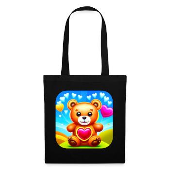 Cute teddy bear with hearts - Tote Bag - black - Front
