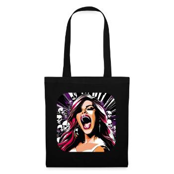 Cool fille hurlante en crânes noirs roses - Sac en tissu - noir - Devant