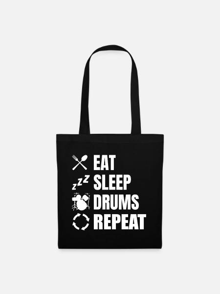 Eat Sleep Drums Repeat - Stoffbeutel - Schwarz