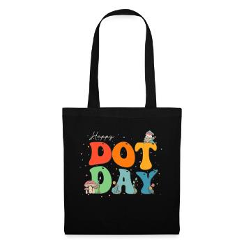 Happy Dot Day Groovy Hippie Gnome Mushroon Flowers - Tote Bag - black - Front