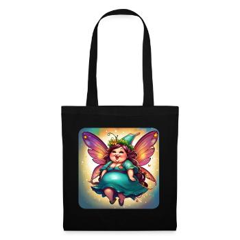 Mignon bonne humeur Moppel Fairy avec des ailes - Sac en tissu - noir - Devant