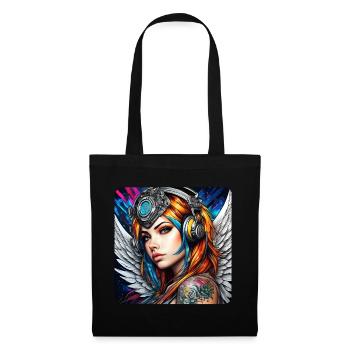 Ange cyberpunk cool avec des écouteurs - Sac en tissu - noir - Devant