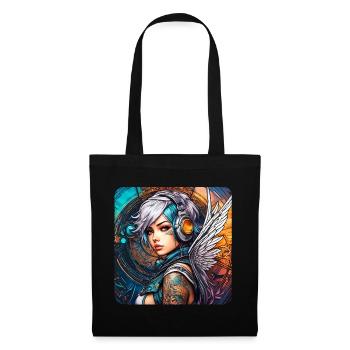 Ange cyberpunk cool avec des écouteurs - Sac en tissu - noir - Devant