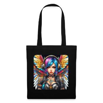 Ange cyberpunk cool avec des écouteurs - Sac en tissu - noir - Devant