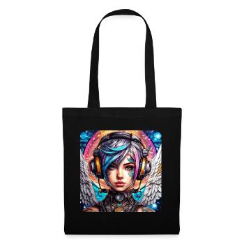 Ange cyberpunk cool avec des écouteurs - Sac en tissu - noir - Devant