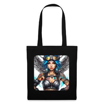 Ange cyberpunk cool avec des écouteurs - Sac en tissu - noir - Devant