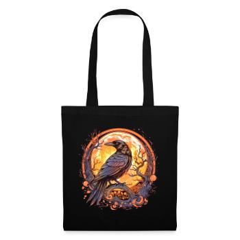Corbeau, Pleine Lune, Celtique, Nordique, Païen, Oiseau, - Sac en tissu - noir - Devant