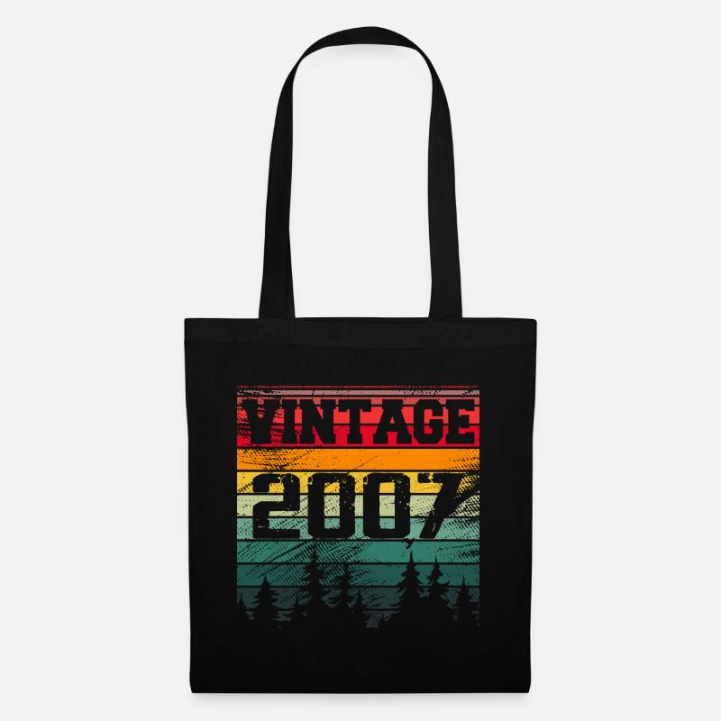 2007 Vintage Geburtstagsgeschenk 2007 Retro - Stoffbeutel - Schwarz