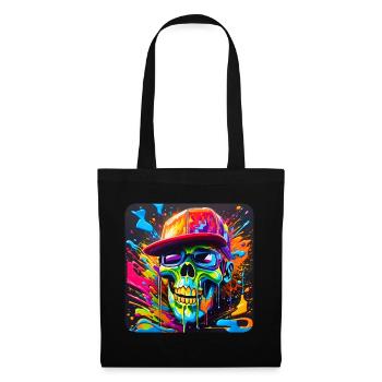 Crâne cool avec des lunettes de soleil dans le style graffiti - Sac en tissu - noir - Devant