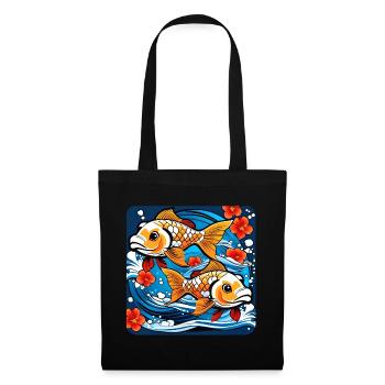 Poisson rouge mignon - Sac en tissu - noir - Devant