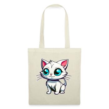 Chat blanc mignon aux yeux bleus - Sac en tissu - nature - Devant