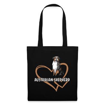 Chien Aussie Coeur - Sac en tissu - noir - Devant