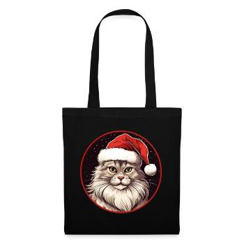 Chat Noël - Sac en tissu - noir - Devant