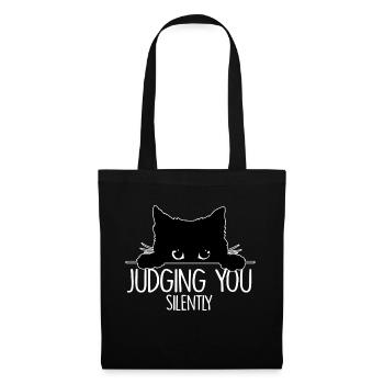 Funny Black Cat Judging You Silently Sarcastic Cat - Tote Bag - black - Front