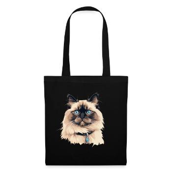 Katze Kopf Ragdoll - Stoffbeutel - Schwarz - Vorne