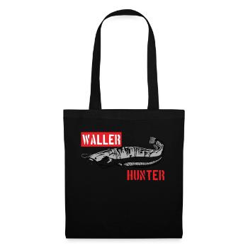 Wallerhunter - Waller Hunter Welsjäger Wels Angler - Stoffbeutel - Schwarz - Vorne