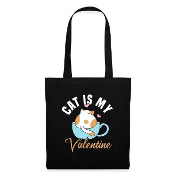 Le chat est mon Valentin - Sac en tissu - noir - Devant