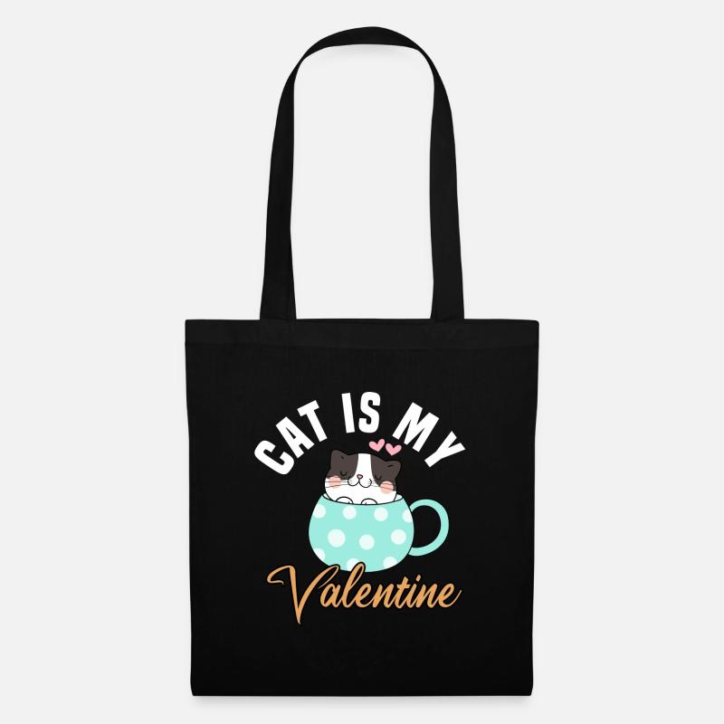 my cat is my valentine - Stoffbeutel - Schwarz
