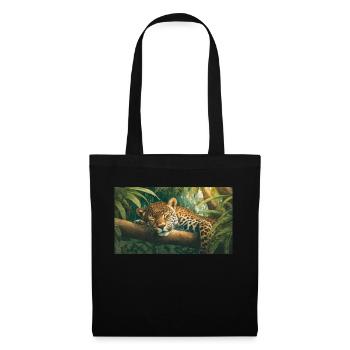 Animaux mignons qui se détendent - jaguar dormant sur un arbre - Sac en tissu - noir - Devant