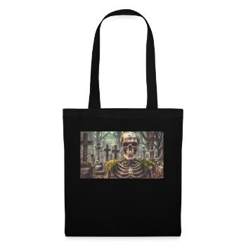 squelette maléfique à un cimetière monstre horreur sombre sc - Sac en tissu - noir - Devant