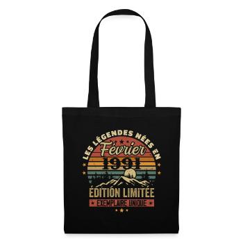 Born In February 1991 Birthday 33 Retro 33 - Tote Bag - black - Front