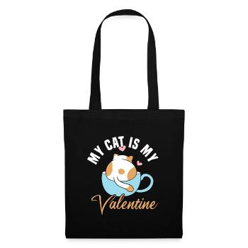 my cat is my valentine - Stoffbeutel - Schwarz - Vorne