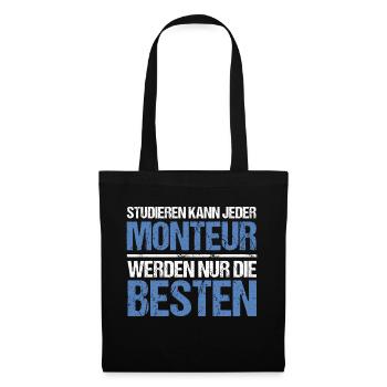 Studieren kann jeder - Monteur Edition - Stoffbeutel - Schwarz - Vorne