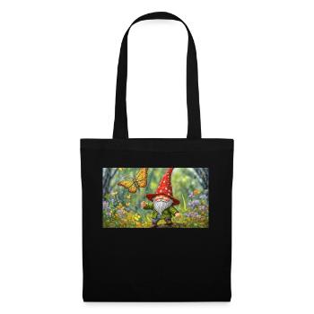 Gnome faisant voler un papillon comme un cerf-volant - Sac en tissu - noir - Devant