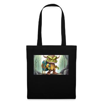 Green monster with horns - young cute little - Tote Bag - black - Front
