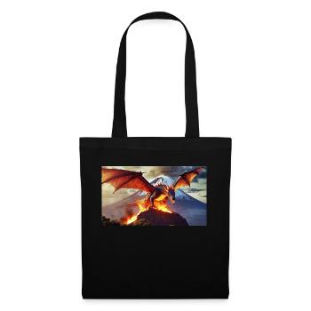 Ein realistischer, majestätischer dunkler Drache erklimmt ein v - Stoffbeutel - Schwarz - Vorne