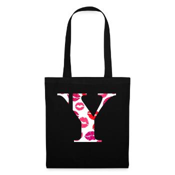 Lettre y bisous - Sac en tissu - noir - Devant