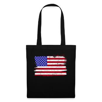 USA Amerika Flagge Flagge Frieden Vintage - Stoffbeutel - Schwarz - Vorne
