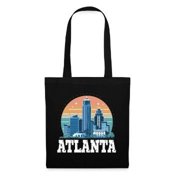 Atlanta Skyline Sonnenuntergang Stadtbild - Stoffbeutel - Schwarz - Vorne