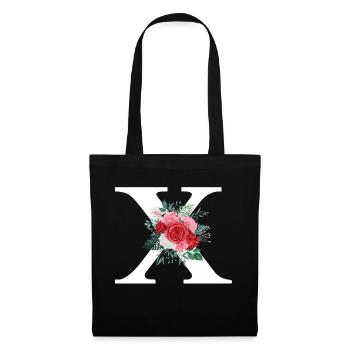 Red floral x letter - Tote Bag - black - Front