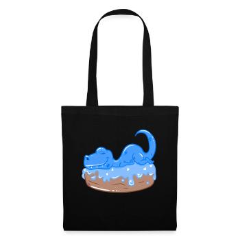Little sleeping dino on a donut - Tote Bag - black - Front