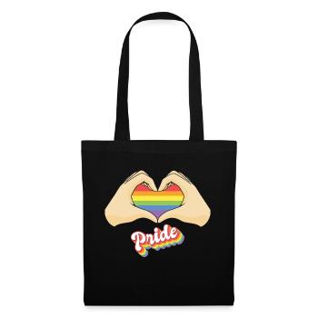 Gay Lesbian Pride Heart - LGBT Regenbogenflagge - Stoffbeutel - Schwarz - Vorne