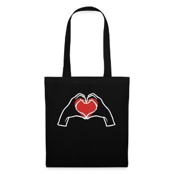 Hands Making a Red Heart in Love - Tote Bag - black - Front