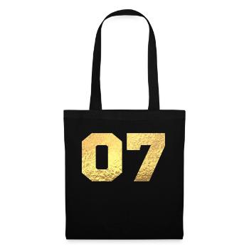 Numéro 7 paillettes doré - 7e anniversaire - Sac en tissu - noir - Devant