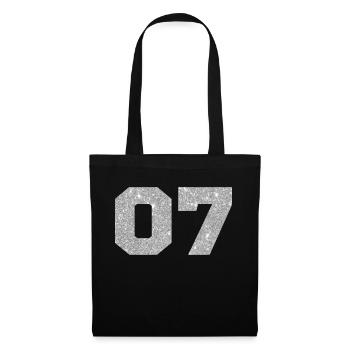 Numéro 7 paillettes argenté - 7e anniversaire - Sac en tissu - noir - Devant