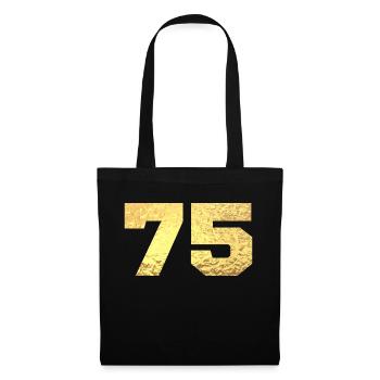 75 paillettes doré - 75e anniversaire - Sac en tissu - noir - Devant