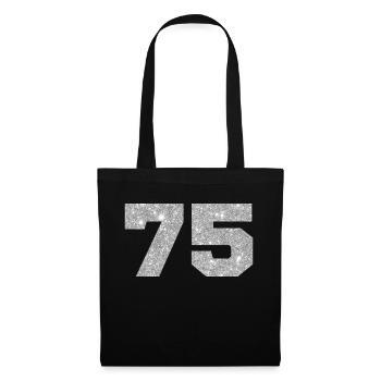 75 paillettes argenté - 75e anniversaire - Sac en tissu - noir - Devant