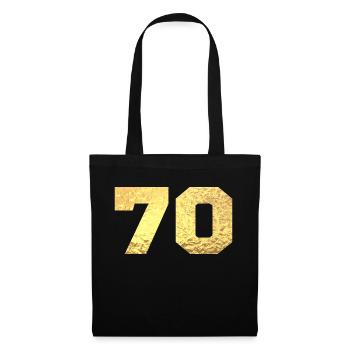 70 paillettes doré - 70e anniversaire - Sac en tissu - noir - Devant