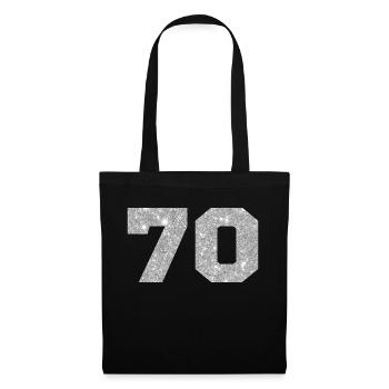 Numéro 70 paillettes argenté - 70e anniversaire - Sac en tissu - noir - Devant