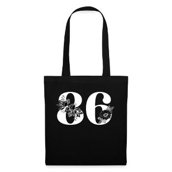 Number 86 Black Floral - 86th Floral Birthday - Tote Bag - black - Front