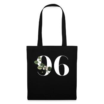 Nummer 96 Blumengrün - 96. Blumengeburtstag - Stoffbeutel - Schwarz - Vorne