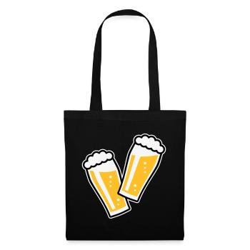 2 Biergläser Stoßen An (Bier / Willibecher / 3C) - Stoffbeutel - Schwarz - Vorne
